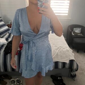 Show Me Your MuMu Light Blue Wrap Midi Dress